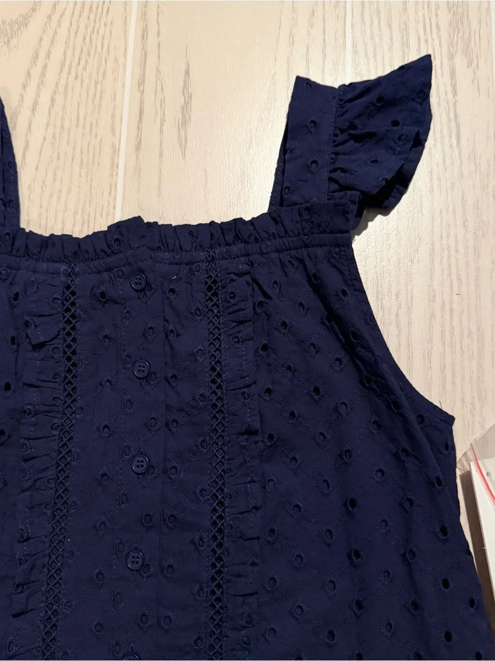 Aqua Girls Navy Eyelet Ruffle Top & Shorts Set L 10/12‎ NWT